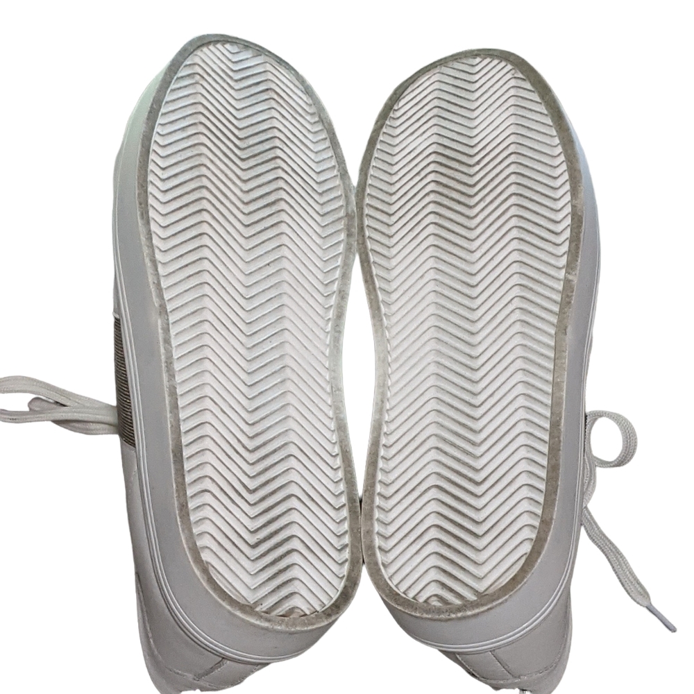 Steve Madden leather swept casual fashion sneakers white metallic accent… - Picture 6 of 11